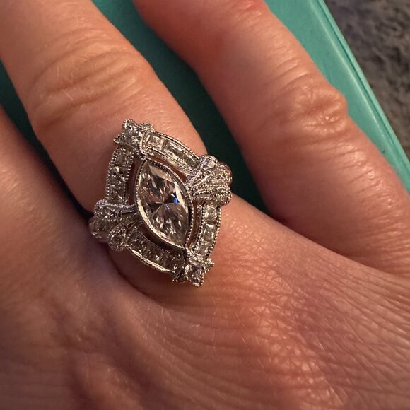 marquise cz cocktail fashion bridal ring sz 6.5 - Picture 5 of 7